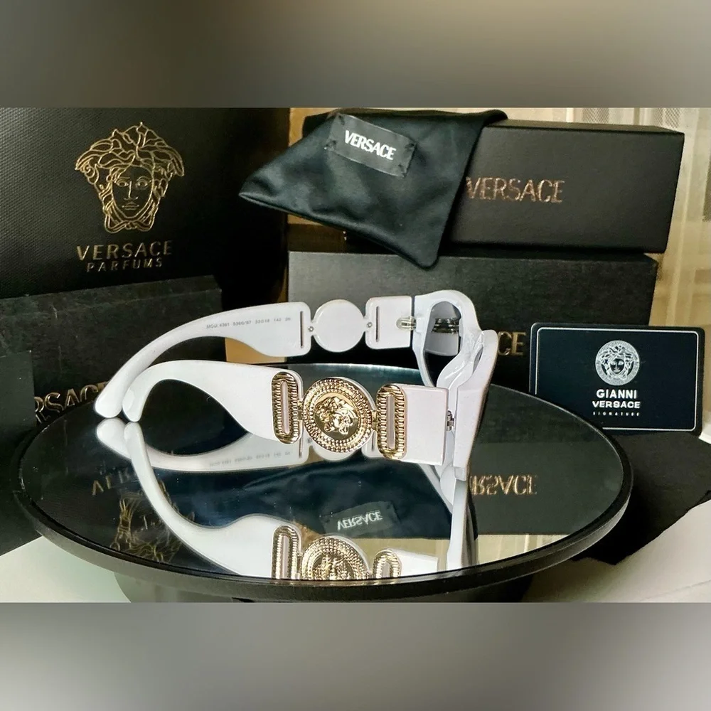Versace Medusa White Tinted Lens Sunglasses Authentic